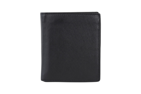 LEAS Mini Geldbörse mit Riegel extra dünn im Hochformat Echt-Leder, schwarz